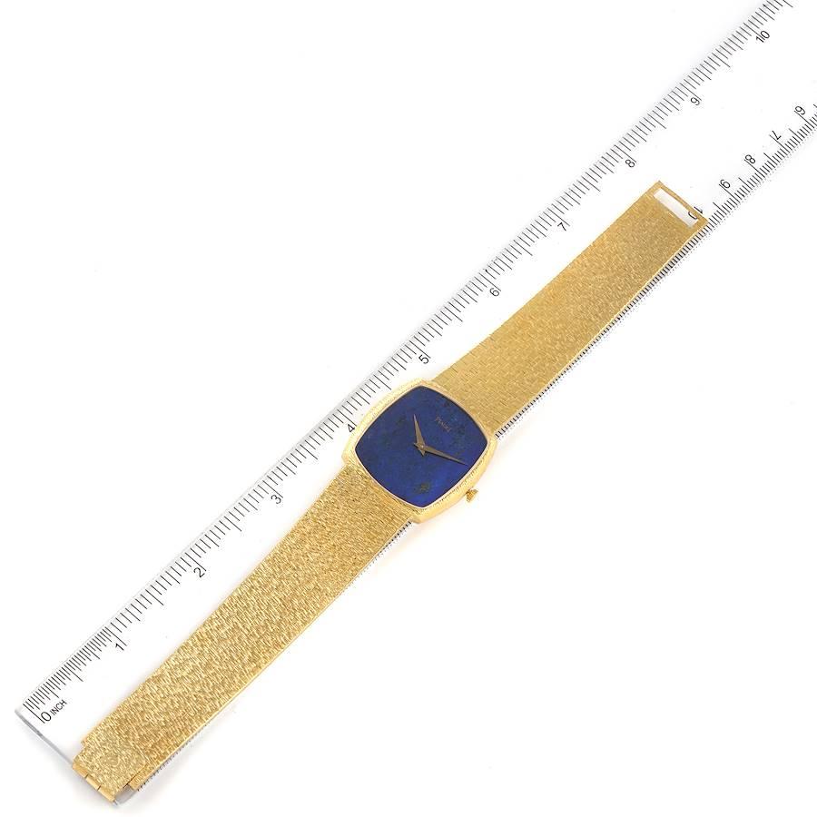 Piaget: 18 Karat Gelbgold Vintage Herrenuhr mit Lapislazuli-Zifferblatt im Angebot 4