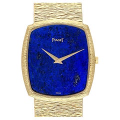 Piaget: 18 Karat Gelbgold Vintage Herrenuhr mit Lapislazuli-Zifferblatt