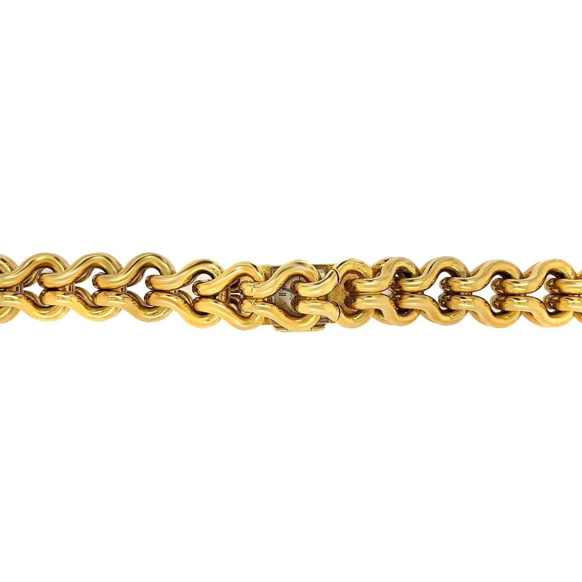 Piaget Yellow Gold Link Winding Back Wristwatch Bracelet For Sale 7