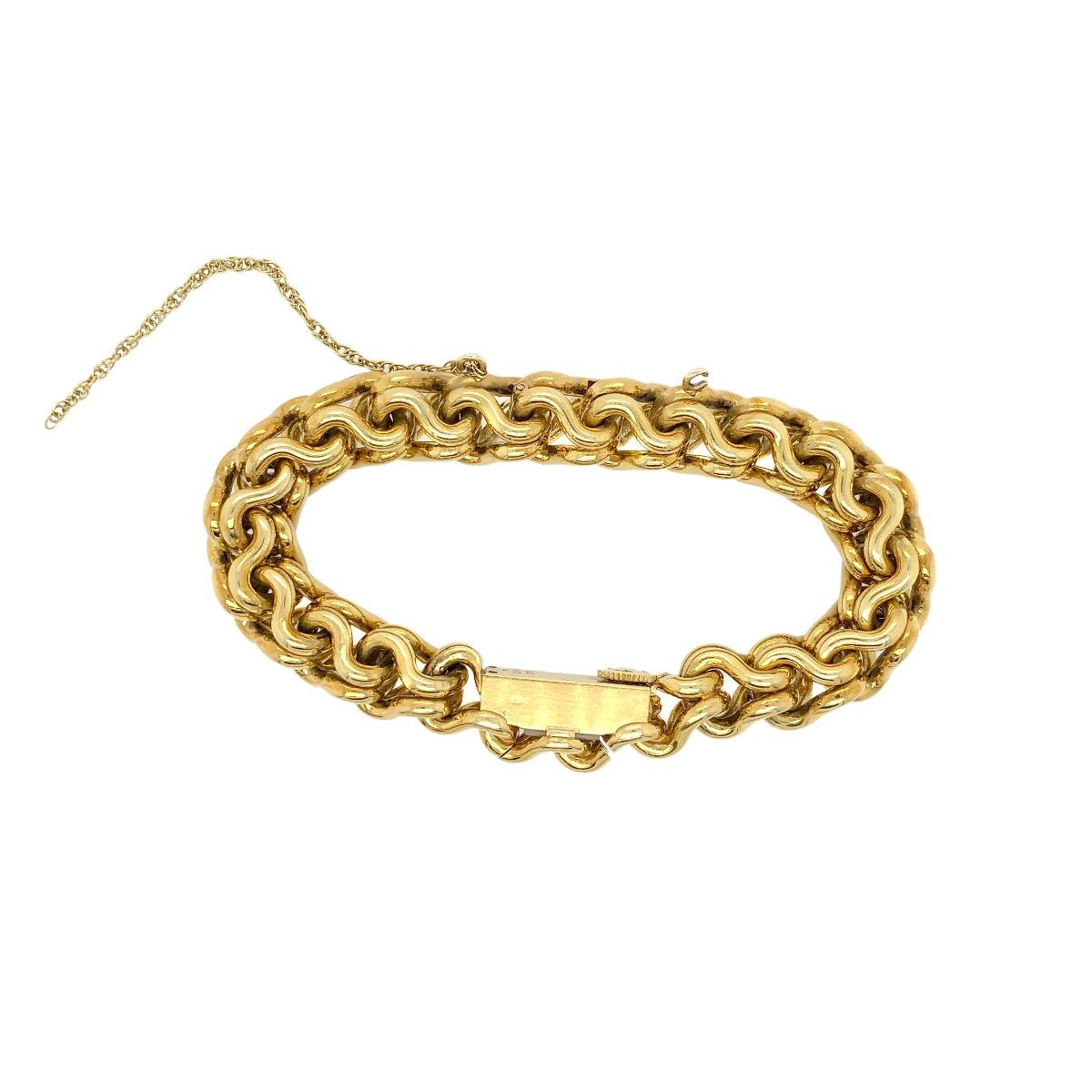 Women's Piaget Yellow Gold Link Winding Back Wristwatch Bracelet For Sale