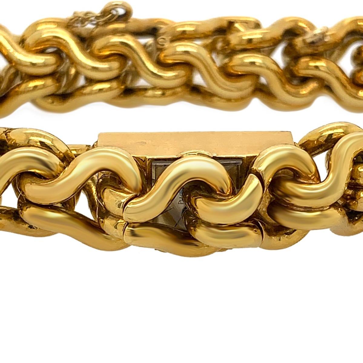 Piaget Yellow Gold Link Winding Back Wristwatch Bracelet For Sale 4
