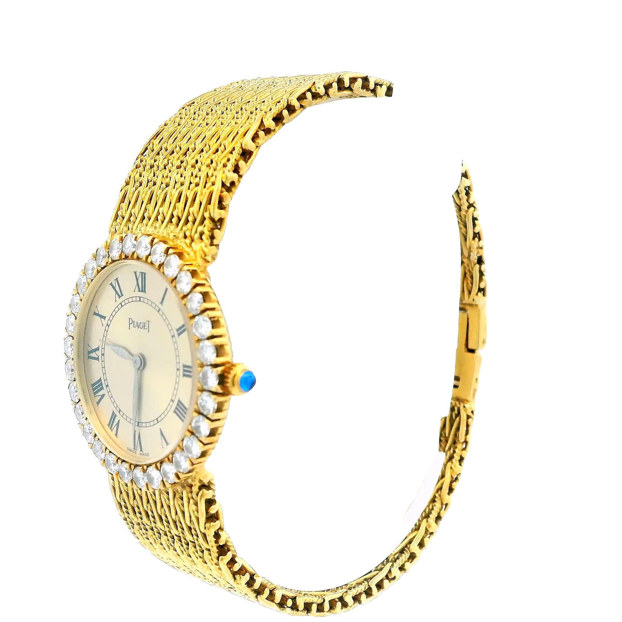 Taille ronde Piaget Bracelet tissé en or jaune 18 carats avec diamants, boîte et papiers en vente