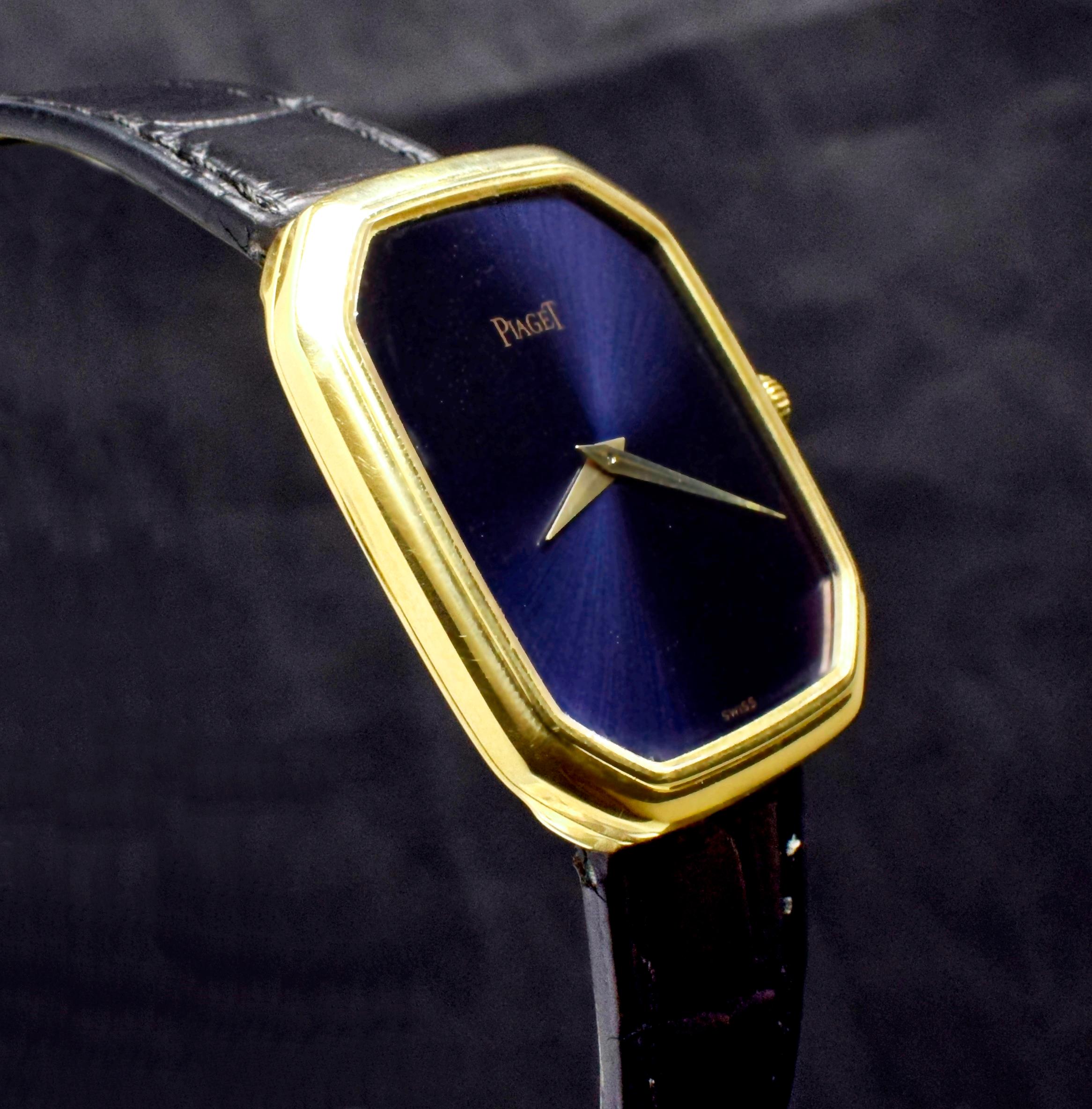 Women's or Men's Piaget 18K Yellow Gold Purple Dial Manual Wind 9791, 1980's