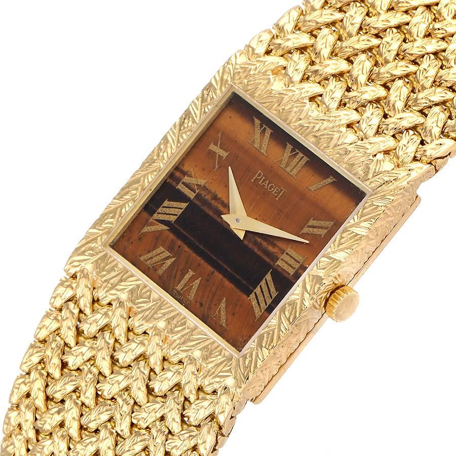 Piaget 18k Yellow Gold Tiger Eye Stone Dial Vintage Men's Watch 9352 For Sale 1