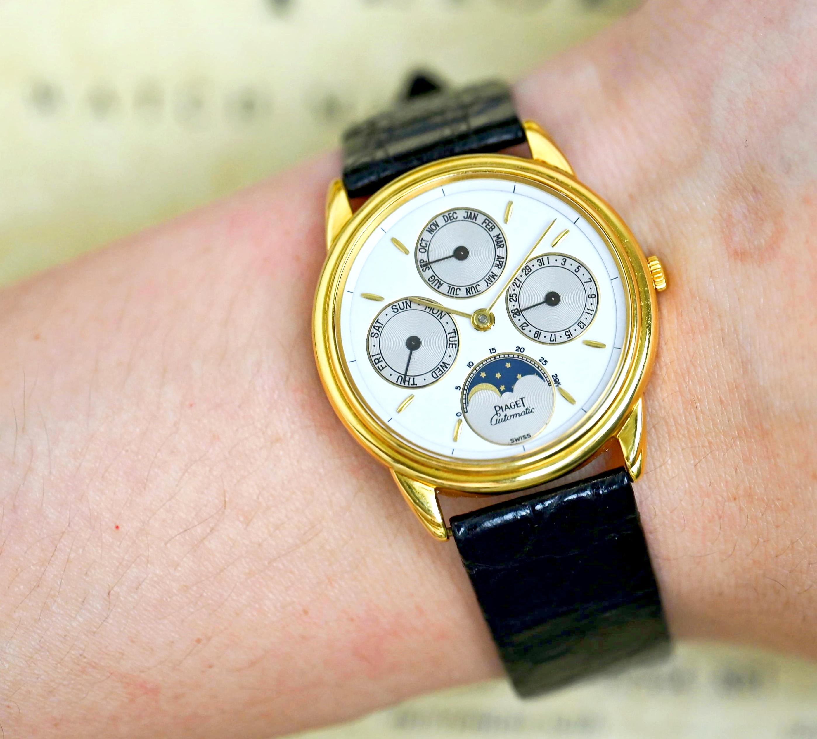 Piaget 18K YG Gouverneur Dreifachdatum Kalender Mondphasen Automatik 15958 4