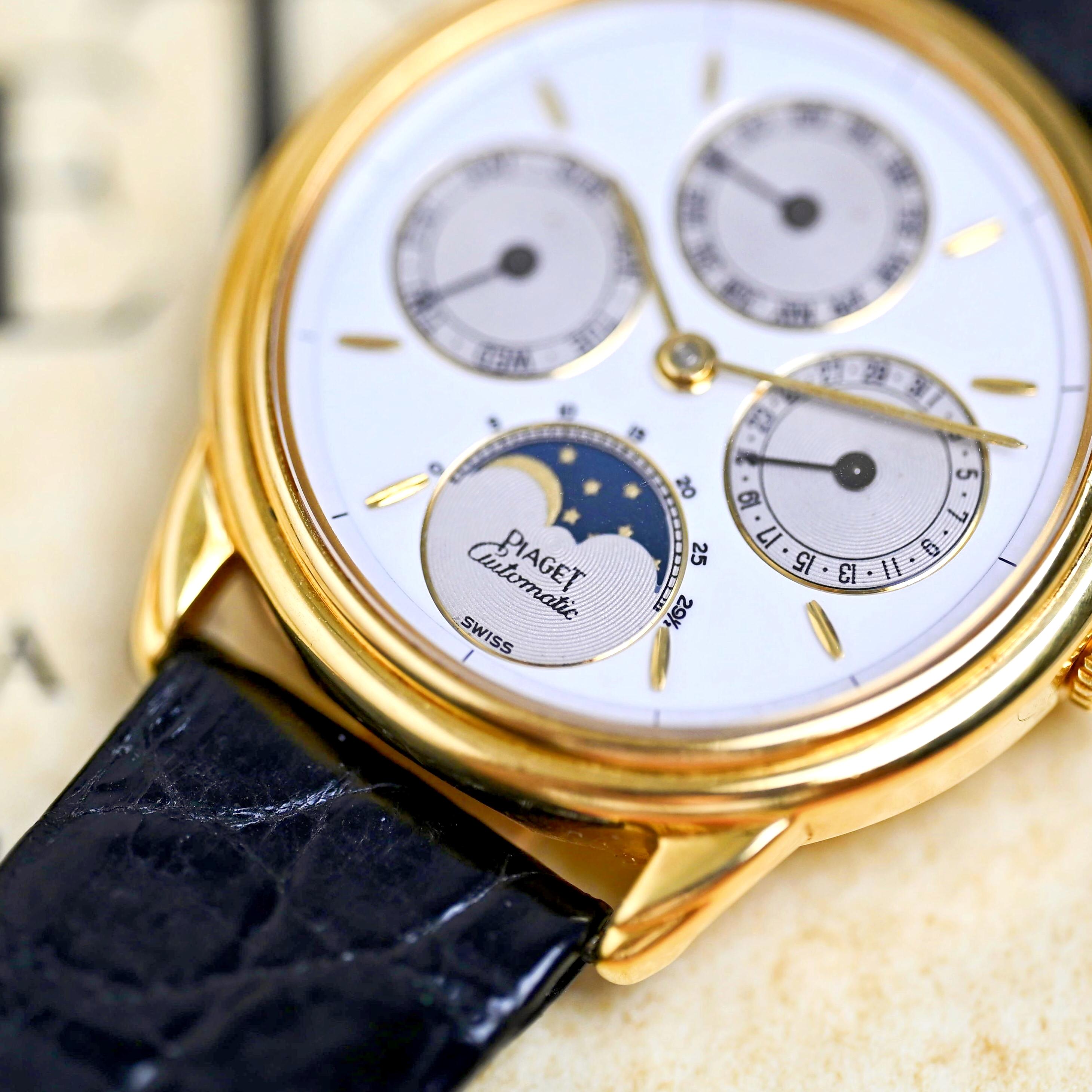 Piaget 18K YG Gouverneur Dreifachdatum Kalender Mondphasen Automatik 15958 5