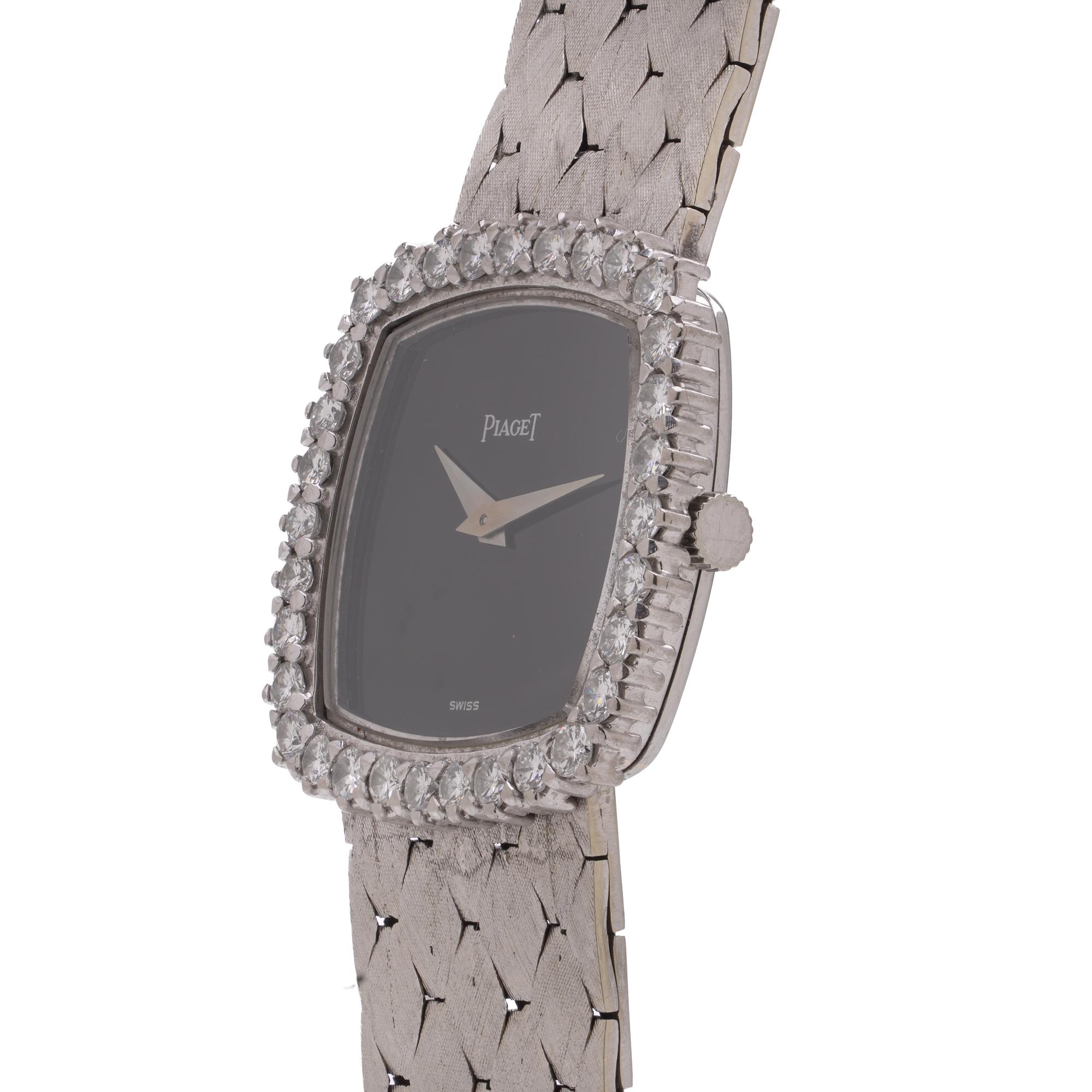 Taglio rotondo Orologio Piaget in oro bianco 18kt con diamanti, rif. 9231 (1980s) in vendita