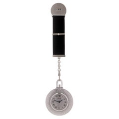 Piaget 18kt. white gold open-face dress pocket watch with chain and fob, 42 mm 