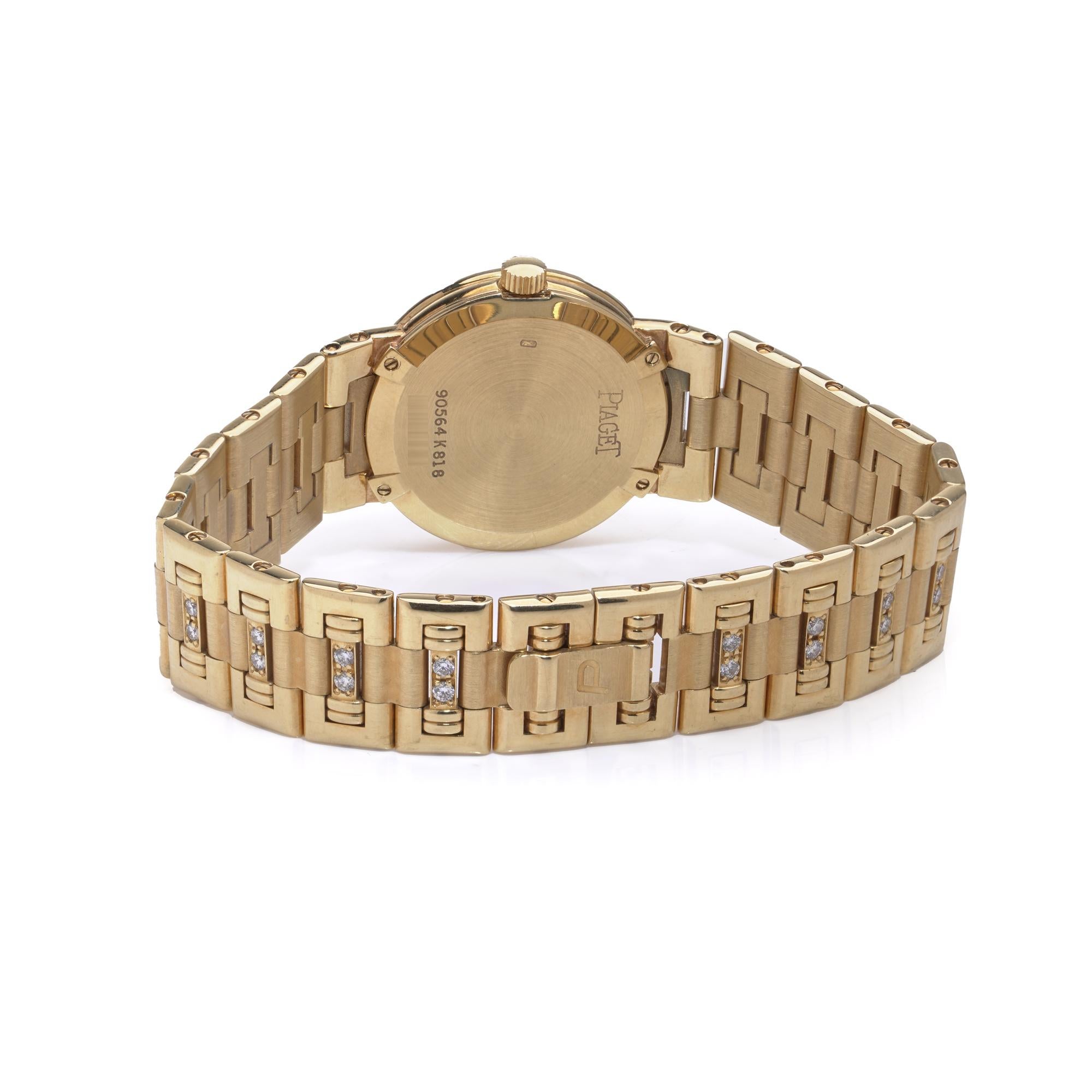 Montre Piaget en or jaune 18 carats avec diamants, réf. 90564 K818 (années 1990) Bon état - En vente à Braintree, GB