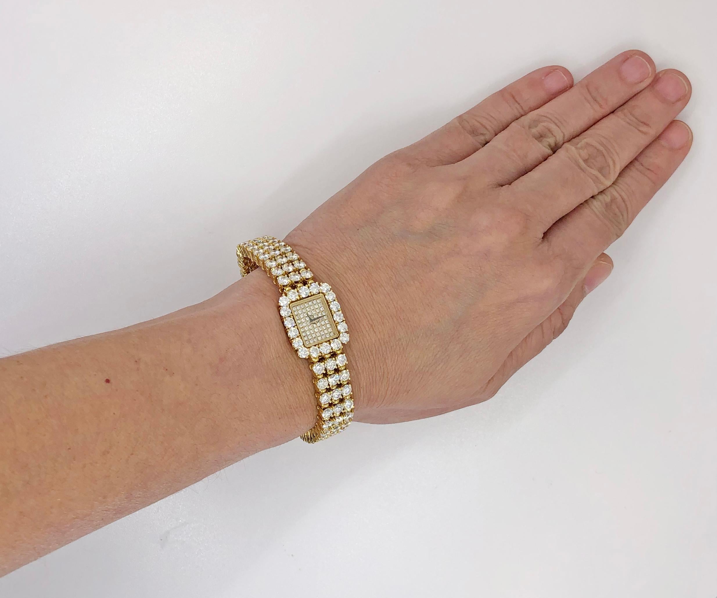 Women's Piaget Ladies Diamond Yellow Gold Halo Bracelet Wristwatch For Sale