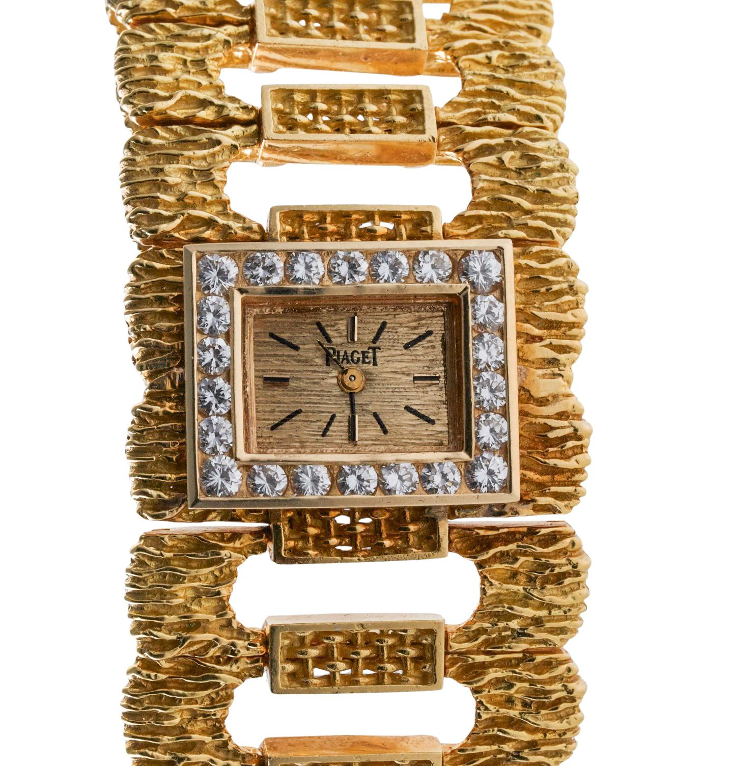 Piaget 1970s Diamond Gold Watch Bracelet 4