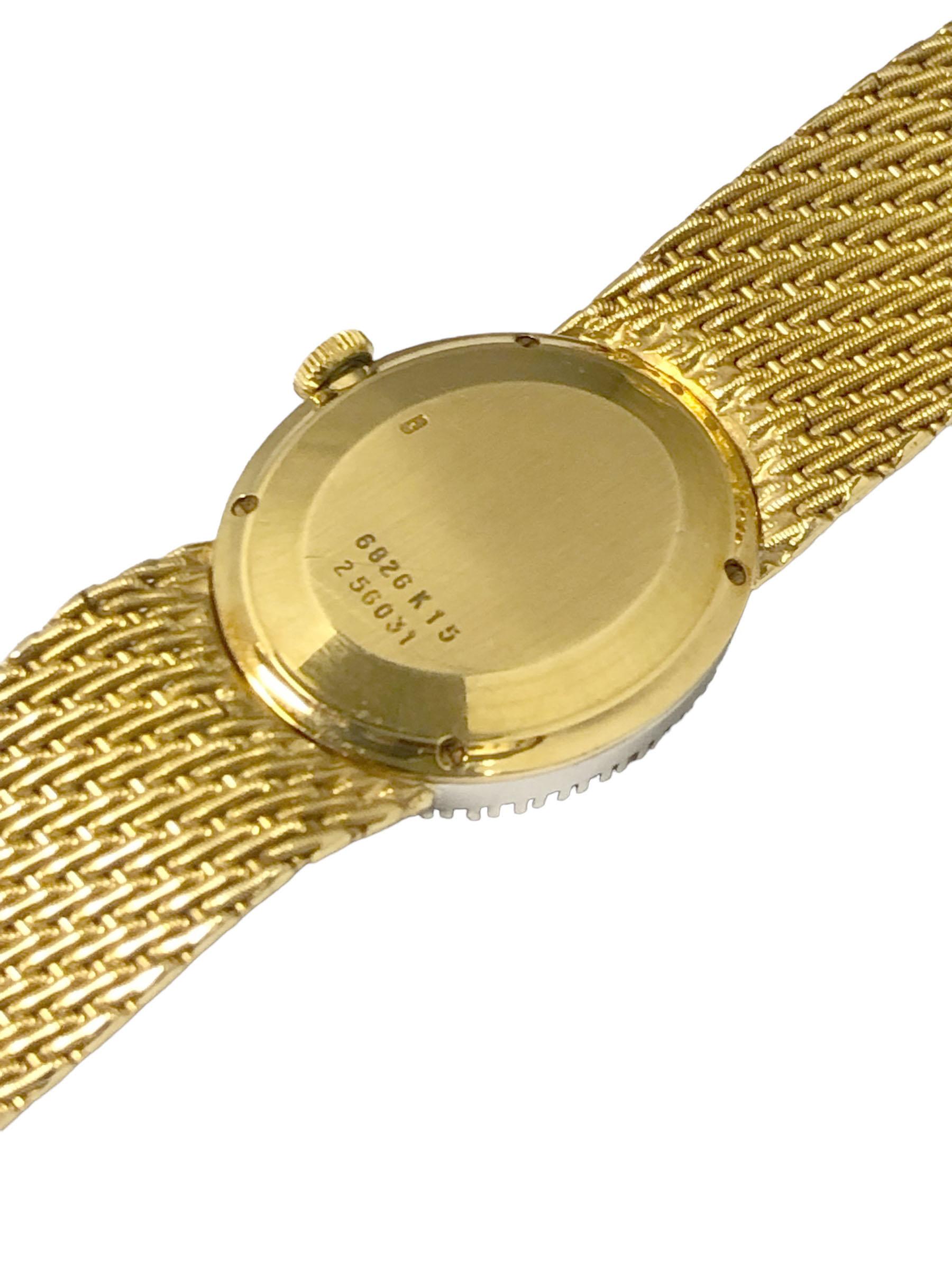 Round Cut Piaget 1970s Yellow Gold Diamond and Tigers Eye Dial Ladies Wrist Watch