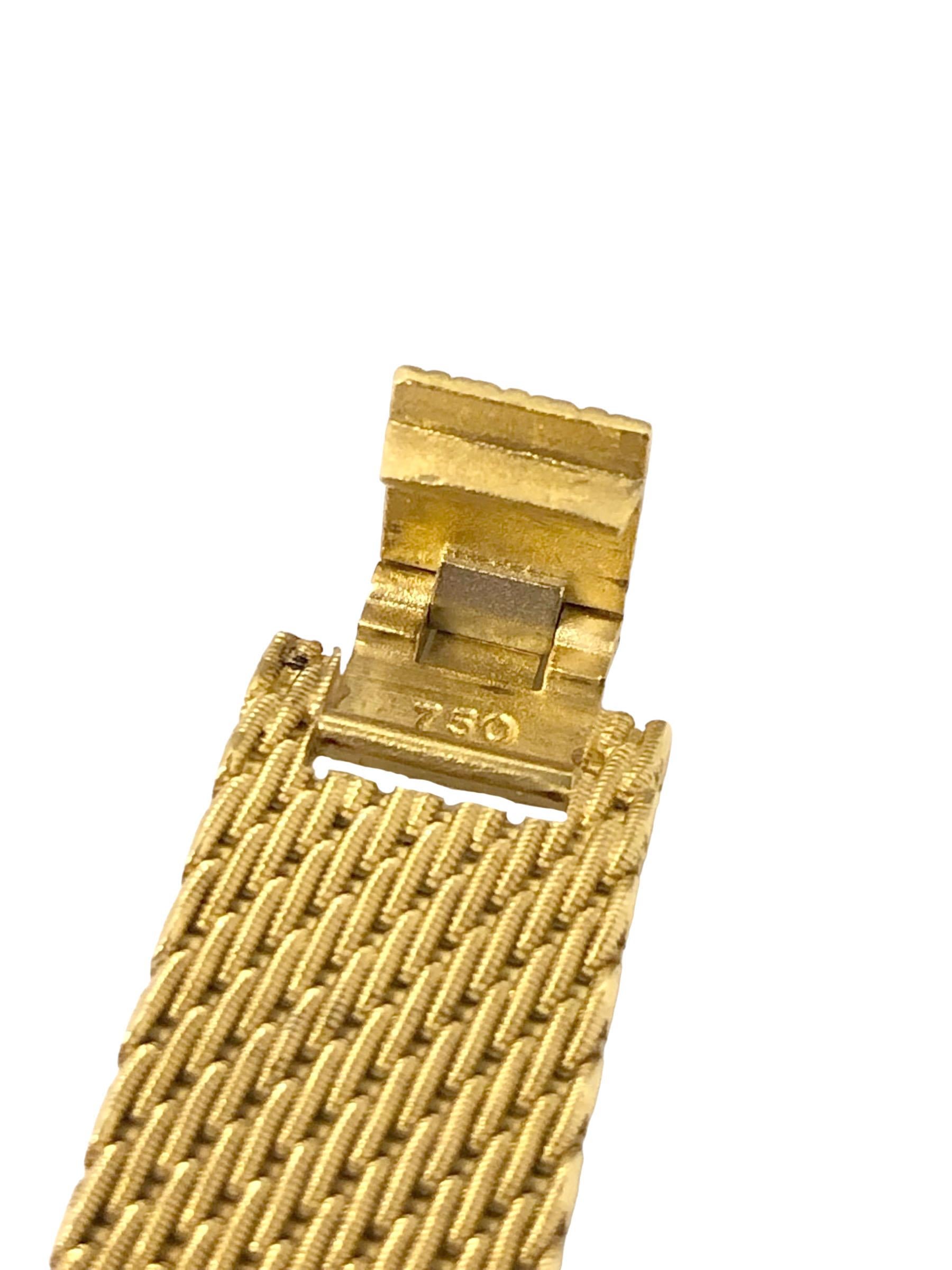 Piaget 1970s Yellow Gold Diamond and Tigers Eye Dial Ladies Wrist Watch 1