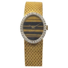 Piaget 1970s Yellow Gold Diamond and Tigers Eye Dial Ladies Wrist Watch