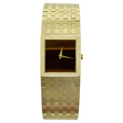 Retro Piaget 1980s 18k Gold Tigers Eye Wrist Watch