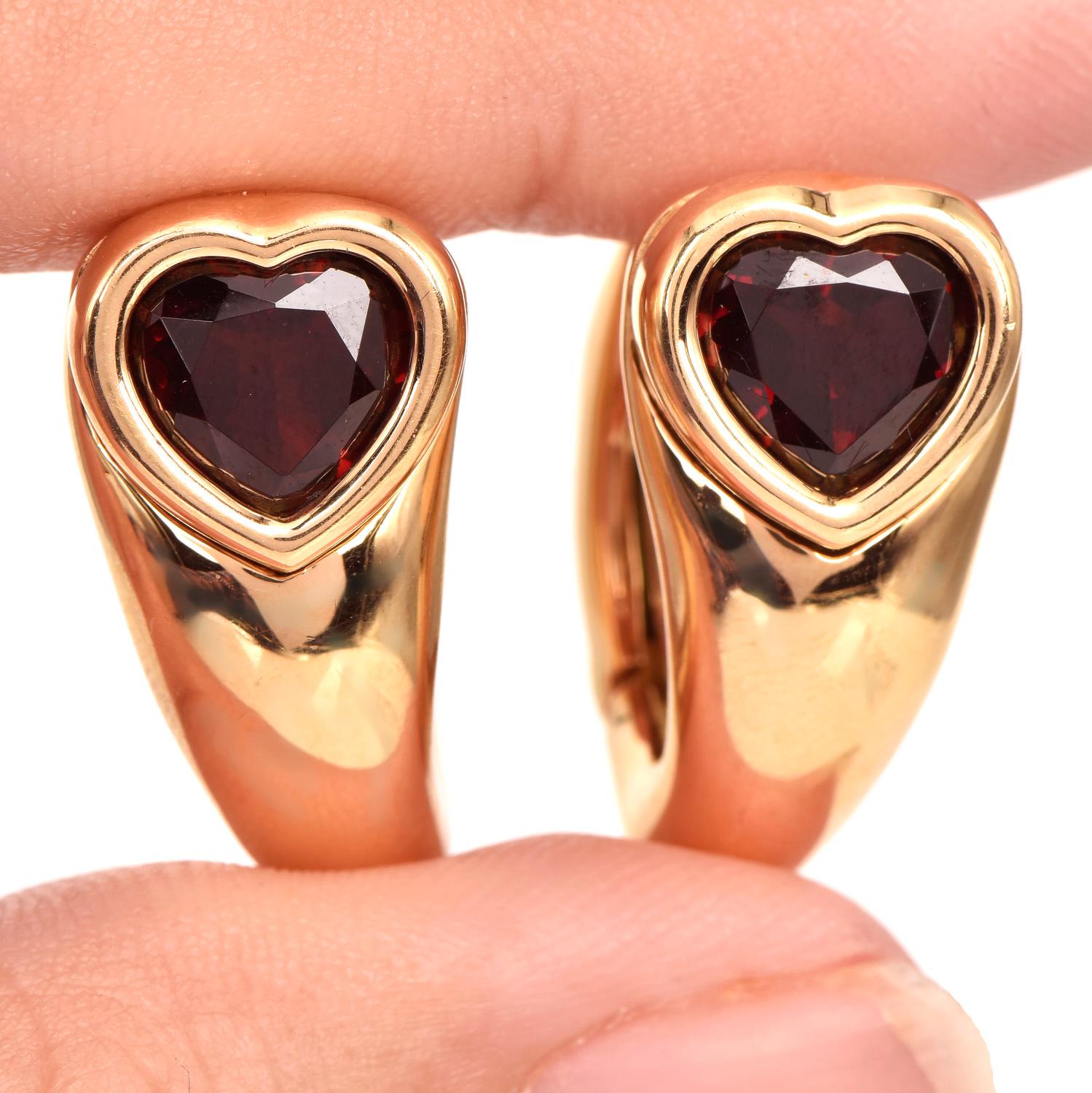 garnet heart earrings
