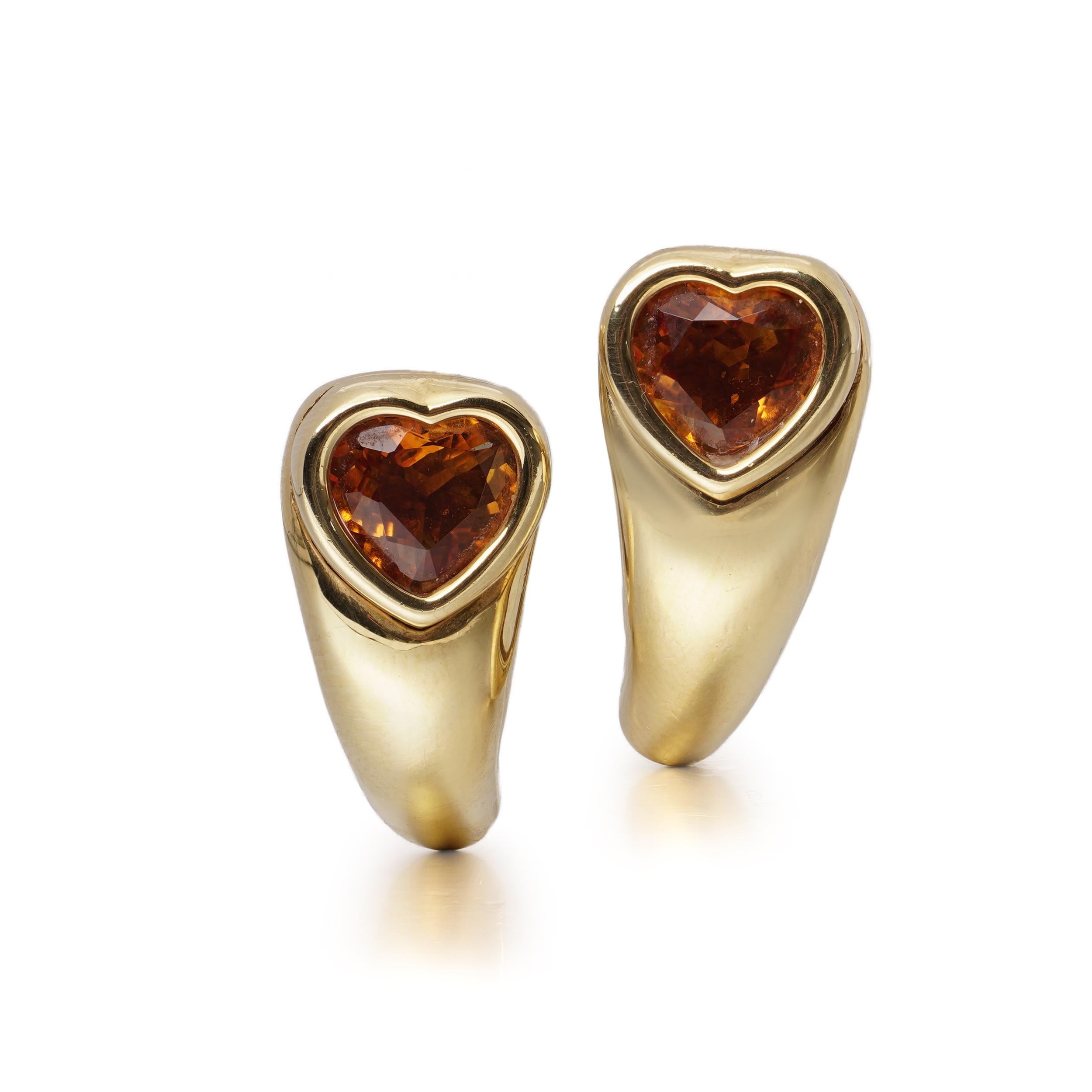 Piaget 1993 Heart-Shaped Citrine Earrings in 18kt Yellow Gold en vente 2