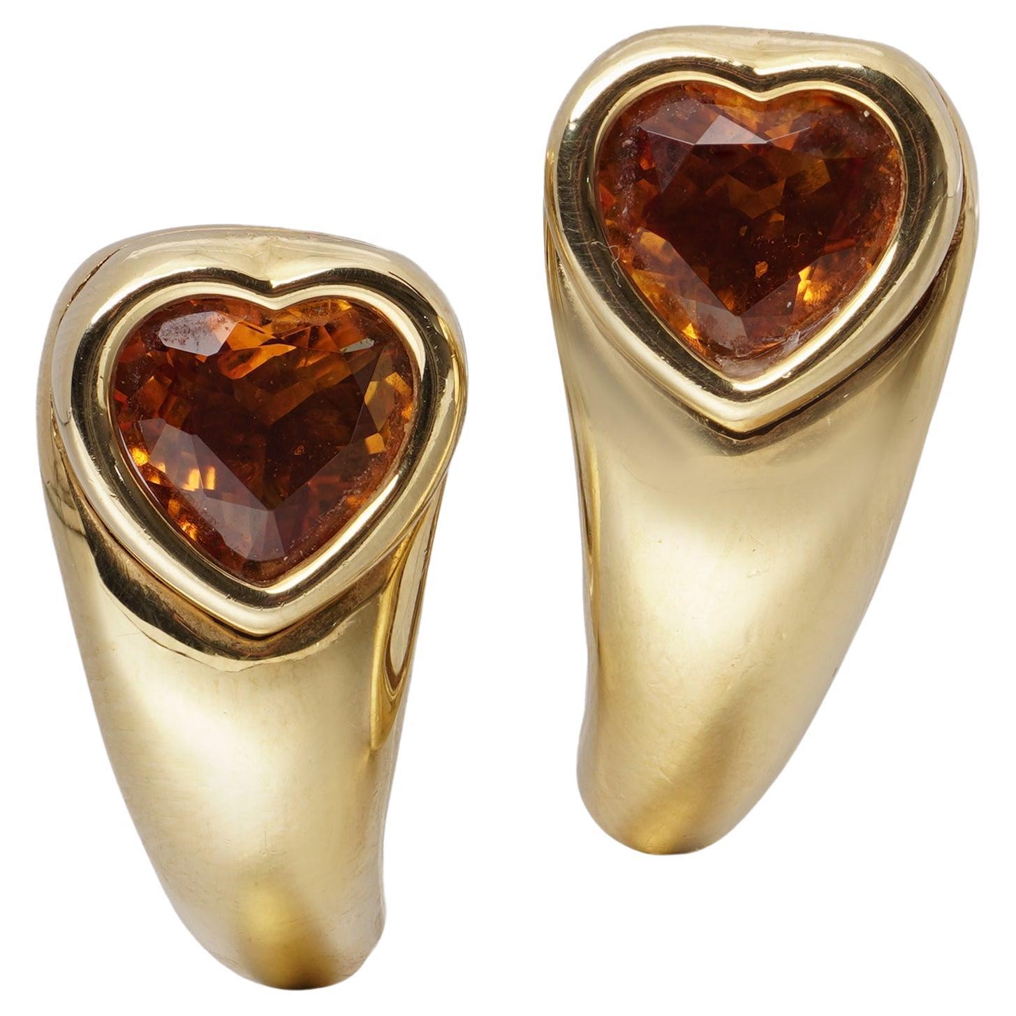 Piaget 1993 Heart-Shaped Citrine Earrings in 18kt Yellow Gold