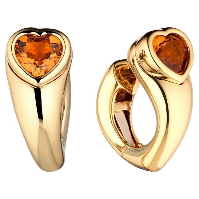 Piaget 1993 Heart-Shaped Citrine Earrings in 18kt Yellow Gold en vente