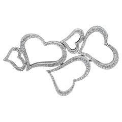 Piaget 2.30 Carats Total Round Brilliant Cut Diamond Heart Brooch in White Gold