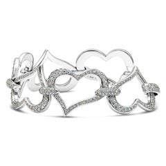 Piaget 4.70 Carats Round Brilliant Cut Diamond Link Heart Bracelet en or blanc
