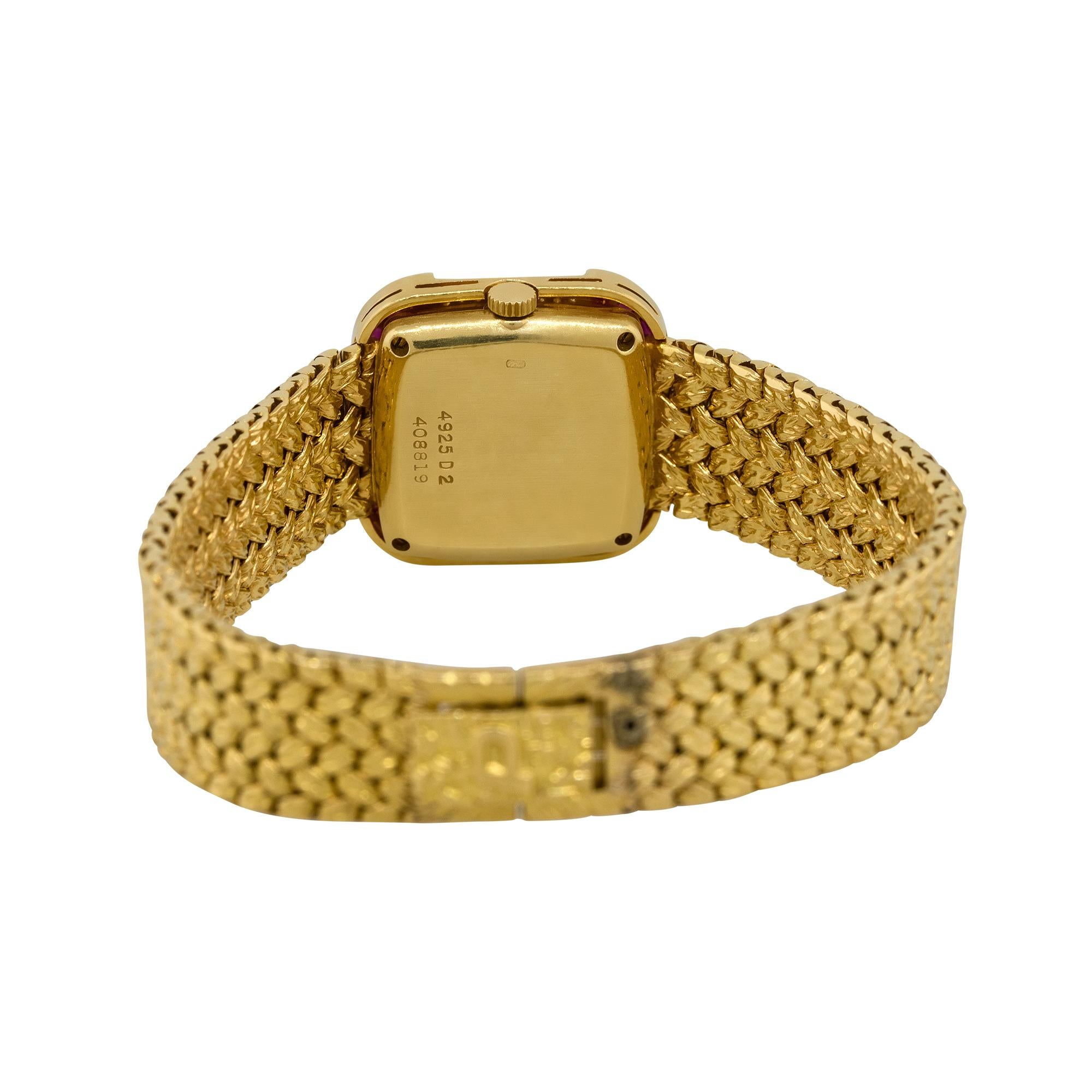Piaget Montre pour femme 4925D2 en or jaune 18 carats, diamants et rubis Pour femmes en vente