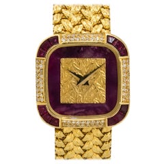 Vintage Piaget 4925D2 18k Yellow Gold Diamond & Ruby Ladies Watch