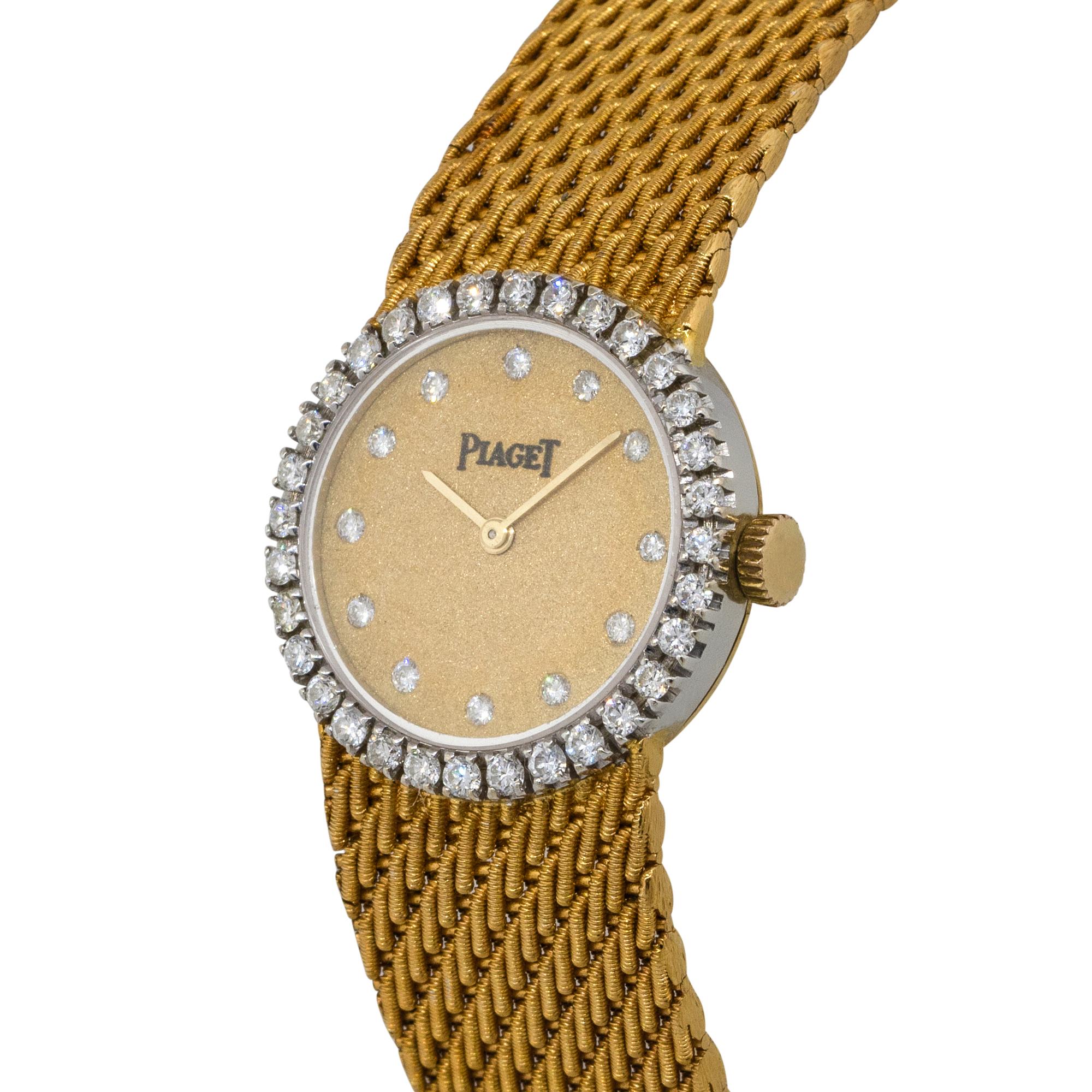 Taille ronde Piaget 6926 Montre vintage pour femmes en or jaune 18 carats et diamants en vente