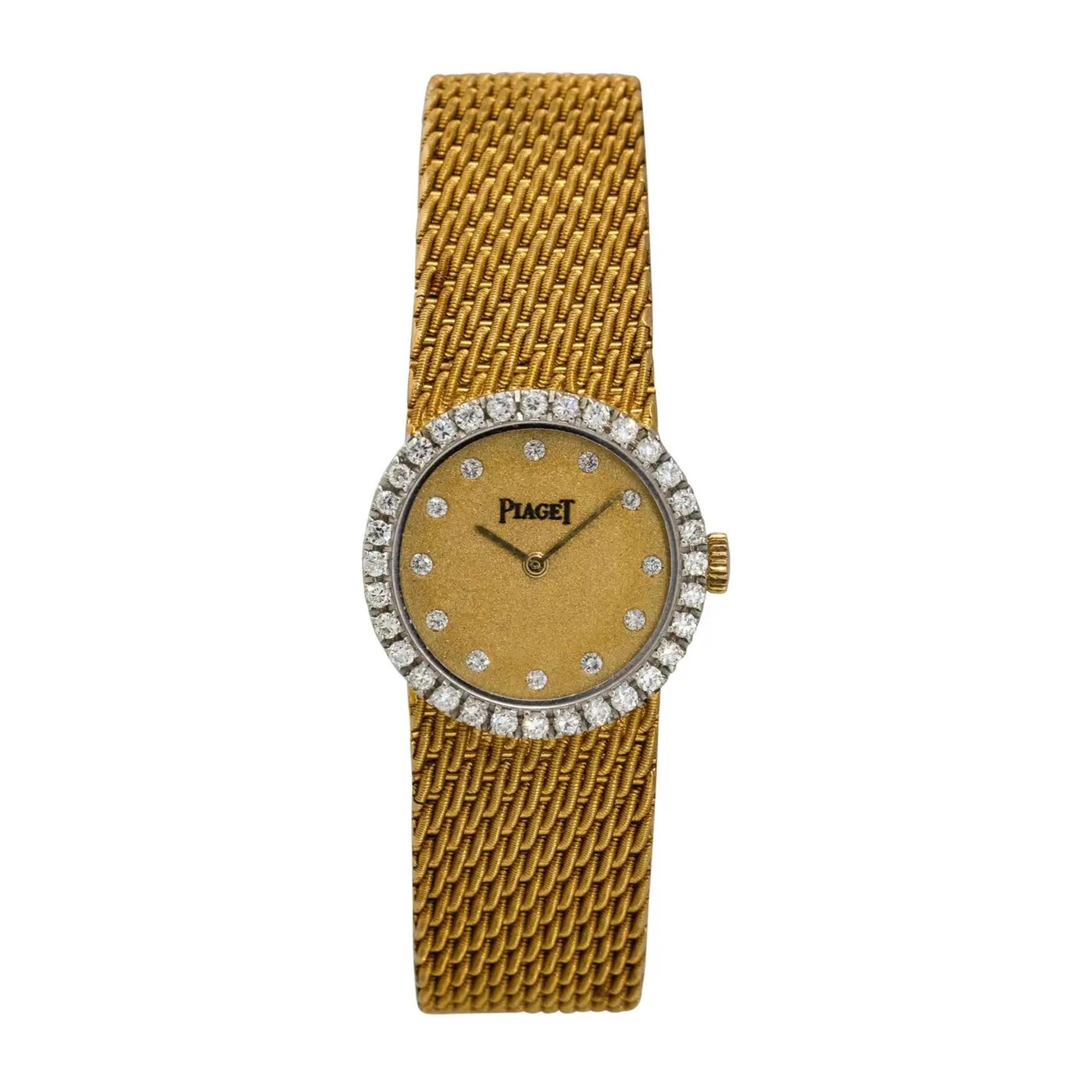 Taille ronde Piaget 6926 Montre vintage pour femmes en or jaune 18 carats et diamants en vente