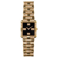 Piaget 81241 C587 Black Dial Diamond Bracelet 18k YG