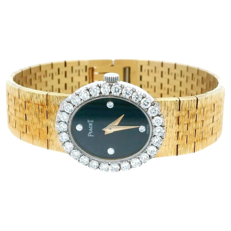 Piaget 8326A6 18K Yellow Gold Onyx Dial & Diamond Bezel Ladies Watch