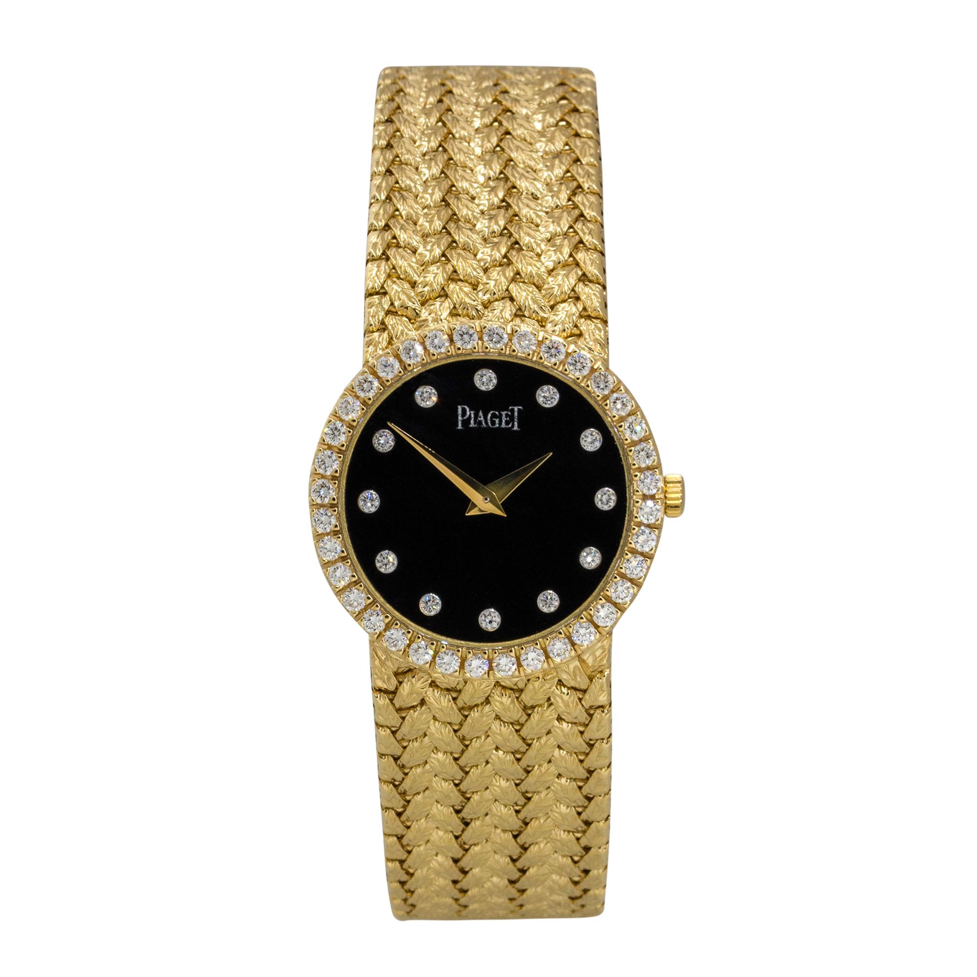 Piaget Montre pour femme 8706D2 en or jaune 18 carats, onyx noir et diamants Neuf - En vente à Boca Raton, FL