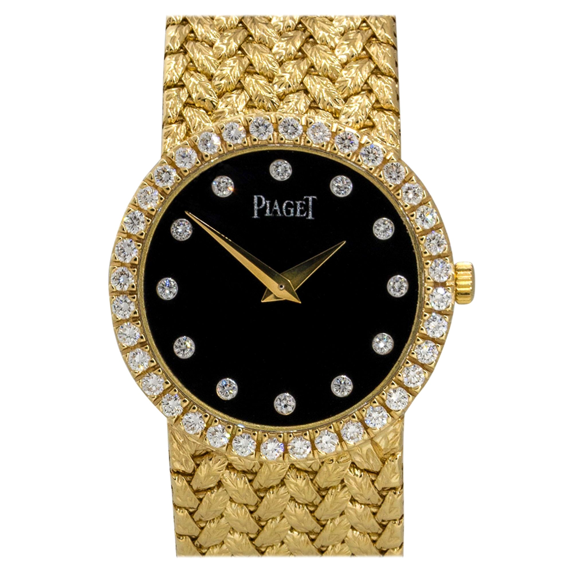 Piaget Montre pour femme 8706D2 en or jaune 18 carats, onyx noir et diamants