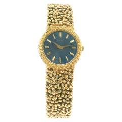 Piaget 9040N17 18K Yellow Gold Blue Dial Nugget Bracelet Ladies Watch