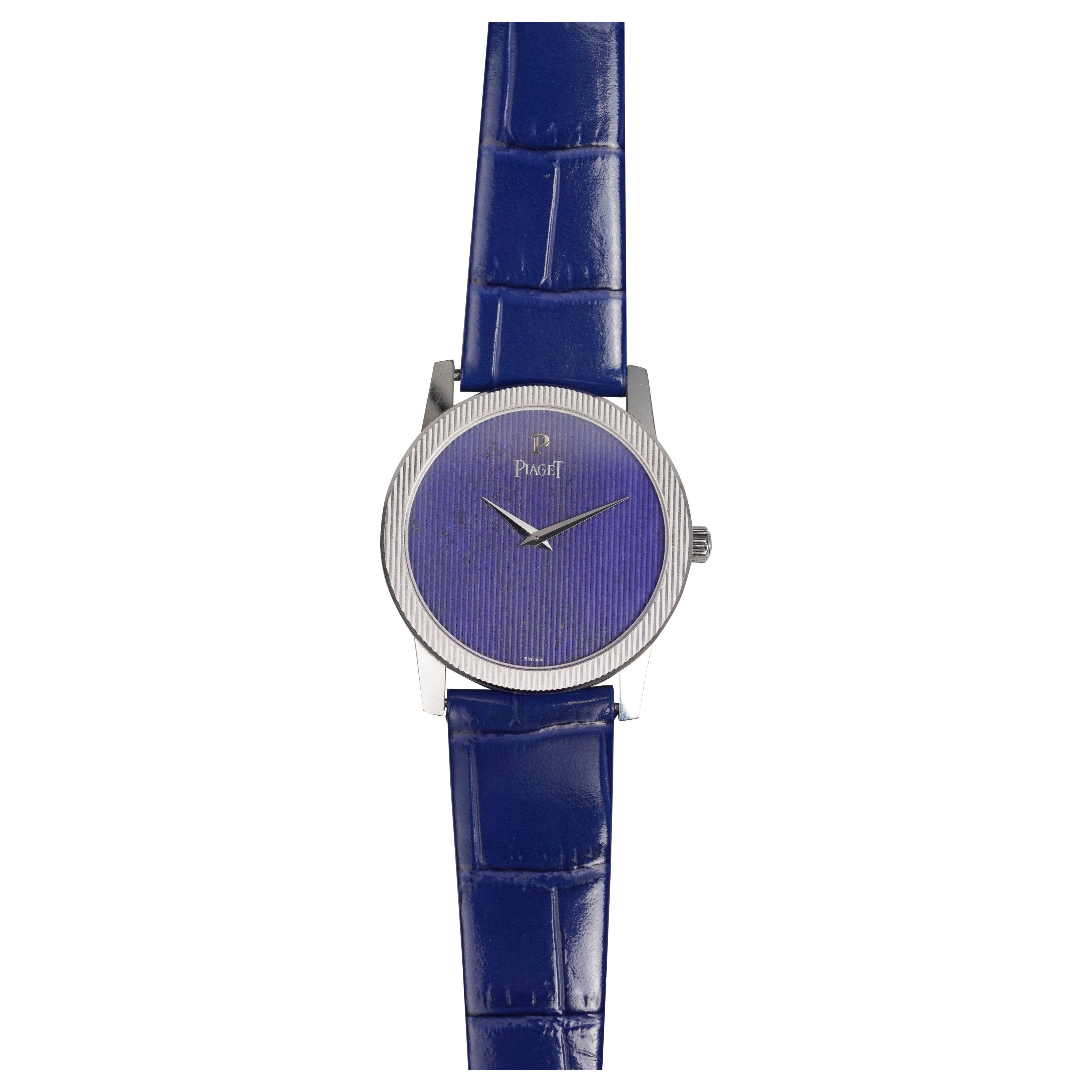 Reloj Piaget 91894 de oro blanco de 18 quilates con esfera de lapislázuli azul de oro blanco de 18 quilates, años 90