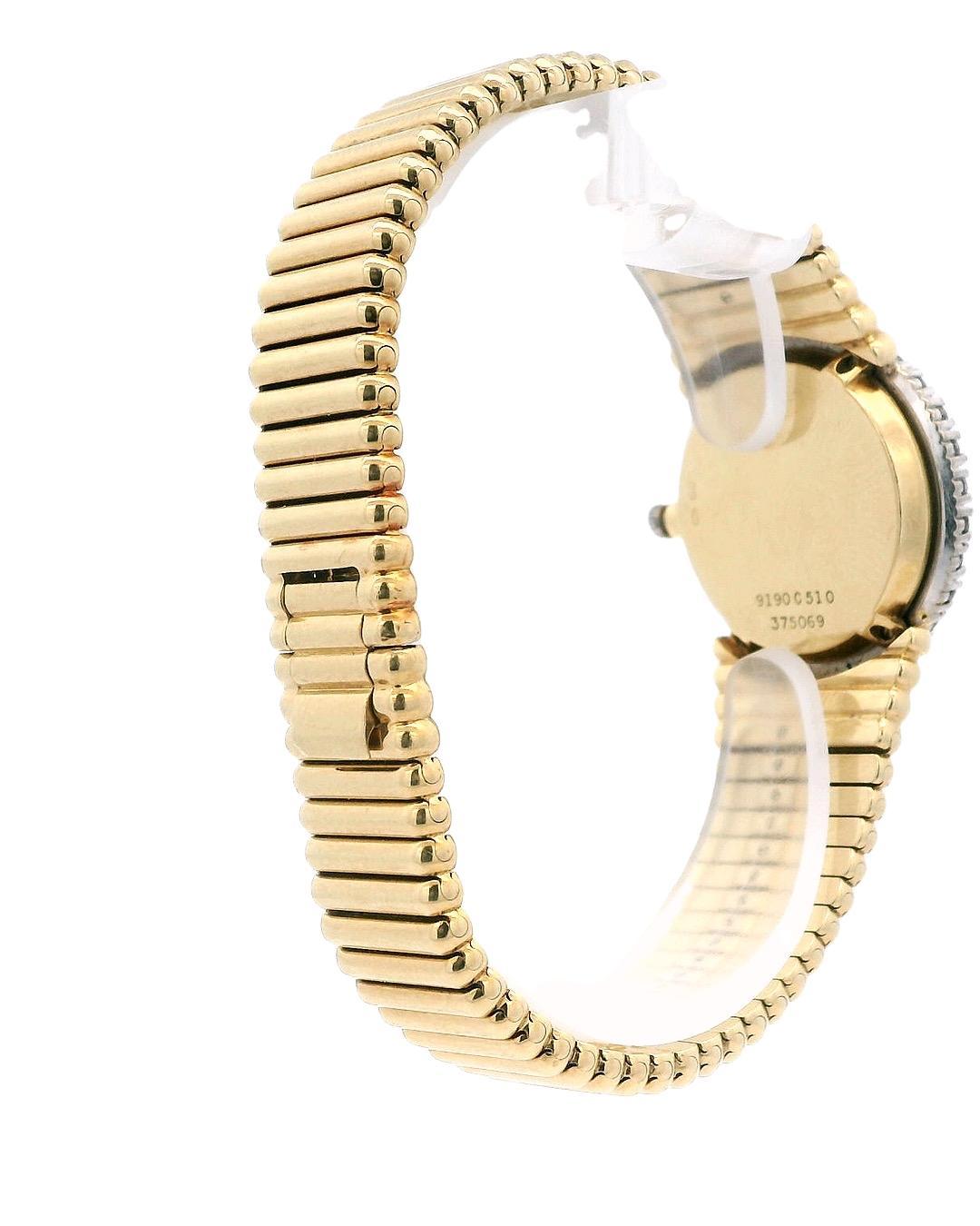 Women's Piaget 9190C510 18K Gold Onyx Diamond Dial & Bezel Ladies Watch For Sale