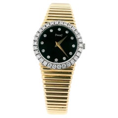 Piaget 9190C510 Montre pour femme en or 18 carats, onyx, diamants avec cadran et lunette