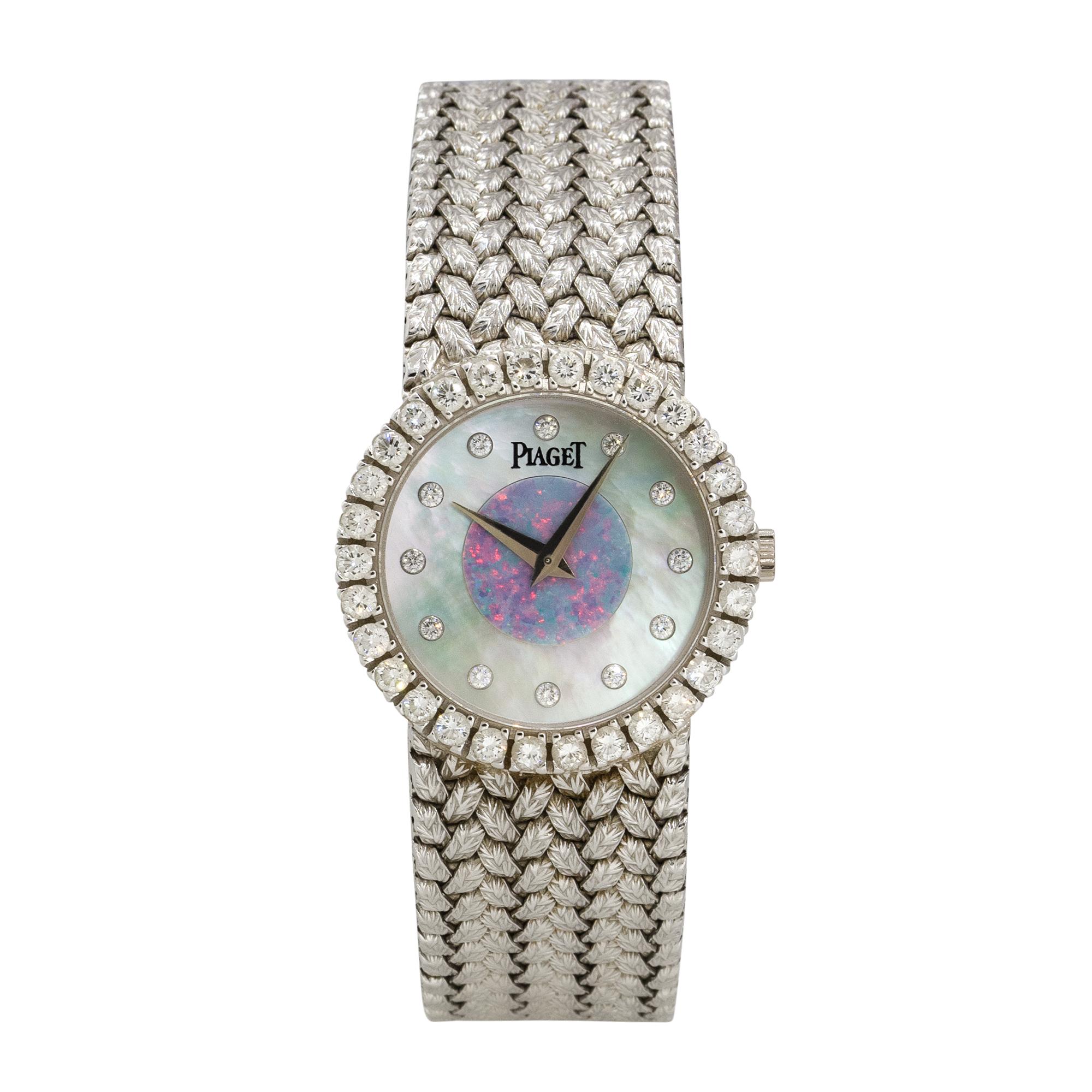 Piaget 9190d2 18k Weißgold Perlmutt Opal Diamant Damenuhr für Damen oder Herren im Angebot