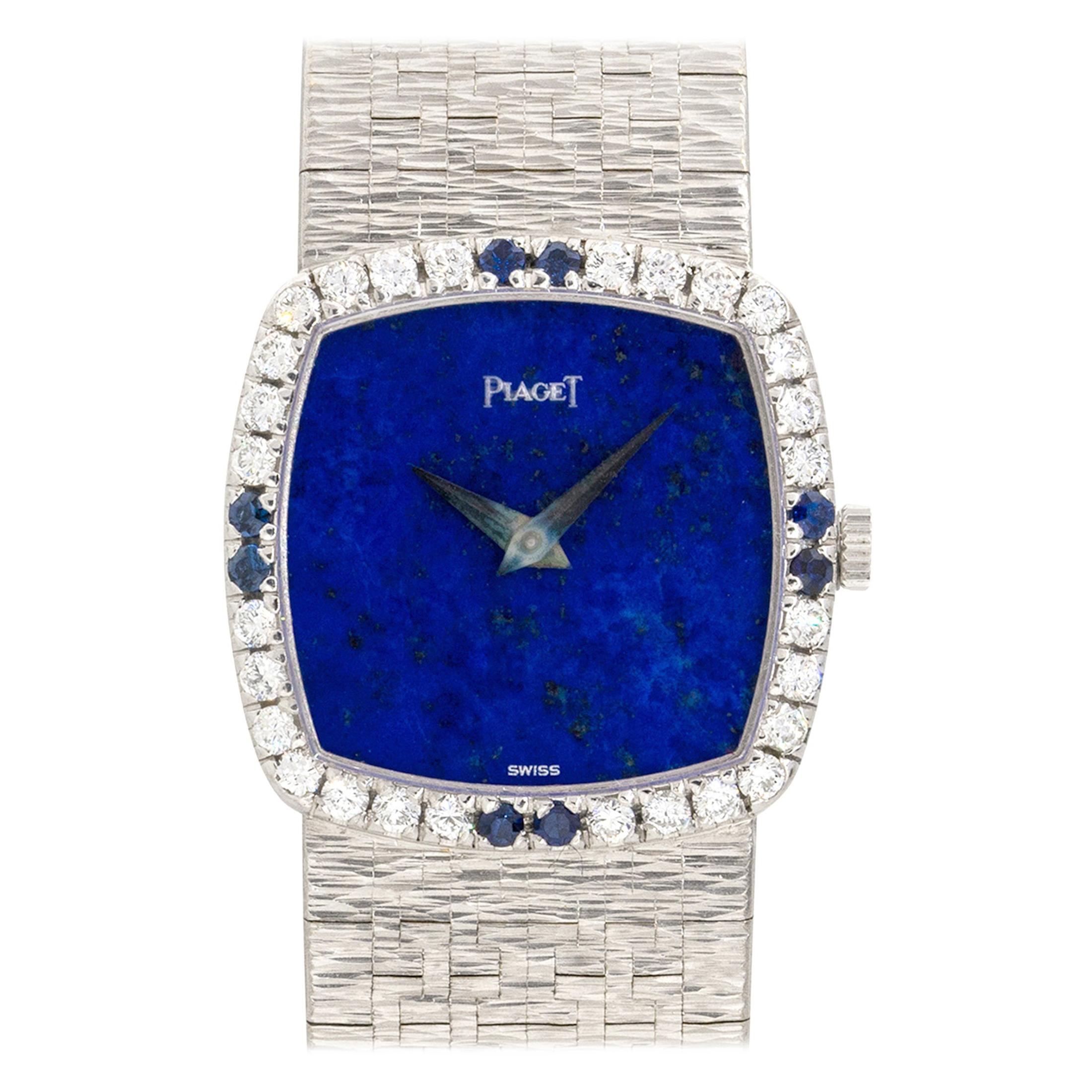 Piaget 9236A6 18k White Gold Diamond & Sapphire Ladies Watch