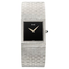 Piaget 9357 18K White Gold Boucheron Hobnail Onyx Dial Manual 30 mm