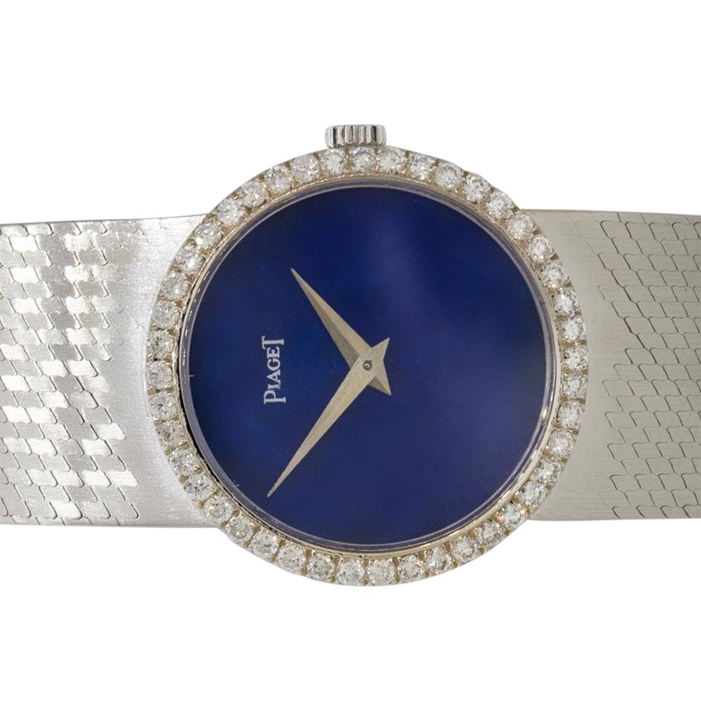 Piaget 9701A6 18k White Gold Lapis Diamond Ladies Watch For Sale 5