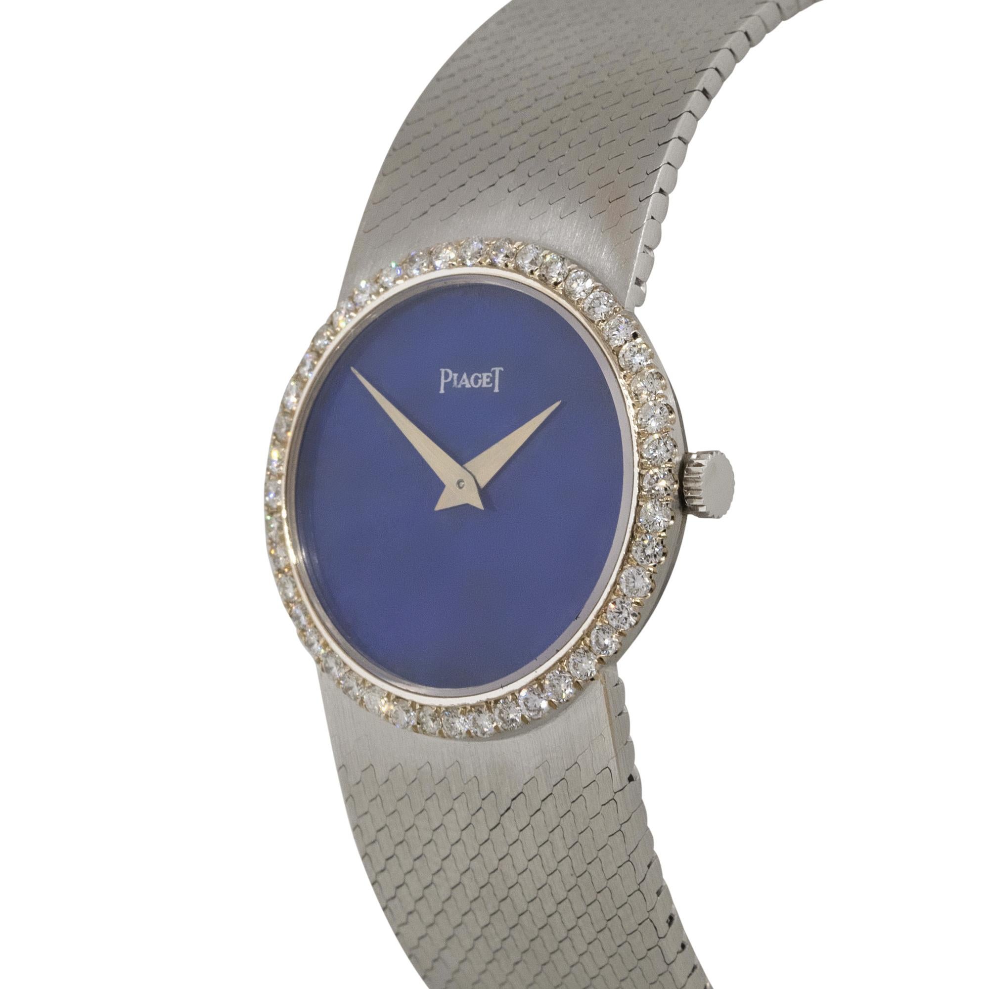 Taille ronde Piaget 9701A6 Montre pour femmes en or blanc 18 carats, lapis et diamants en vente