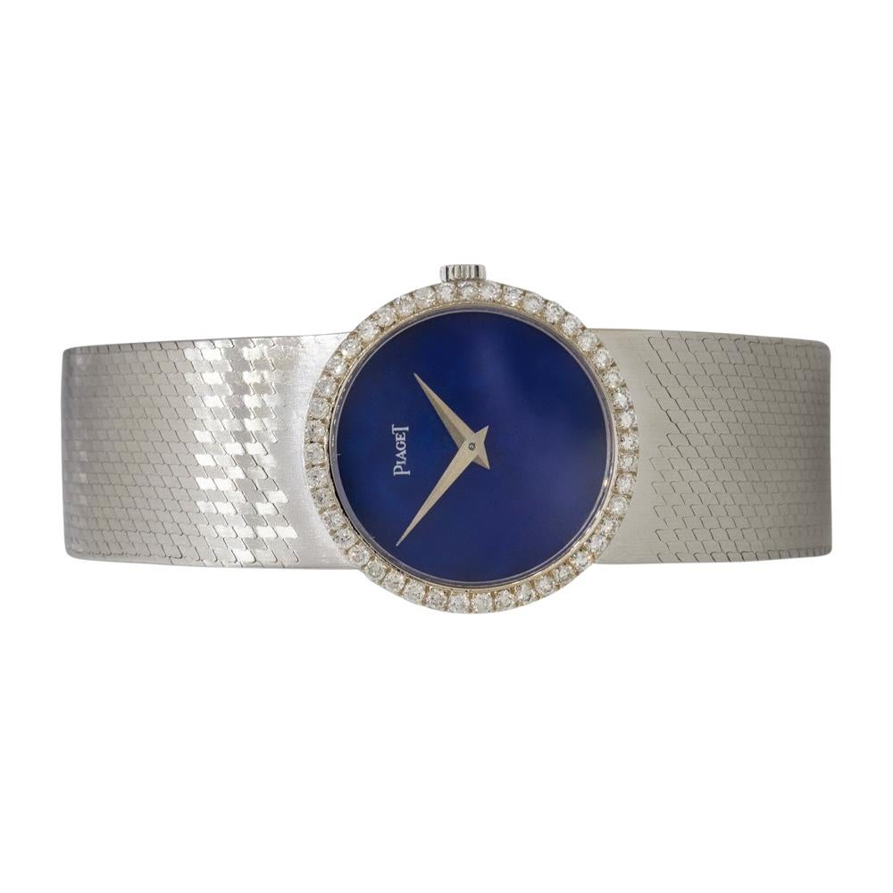 Piaget 9701A6 18k White Gold Lapis Diamond Ladies Watch For Sale 1