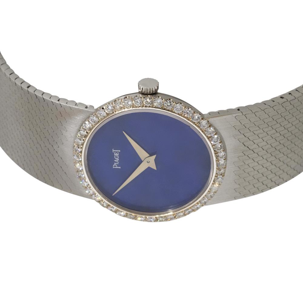 Piaget 9701A6 18k White Gold Lapis Diamond Ladies Watch For Sale 2