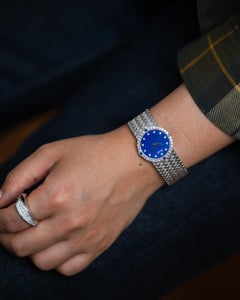 Piaget 9706 D2 Diamond Markers Lapis Lazuli Dial Big Diamond and Sapphire Bezel