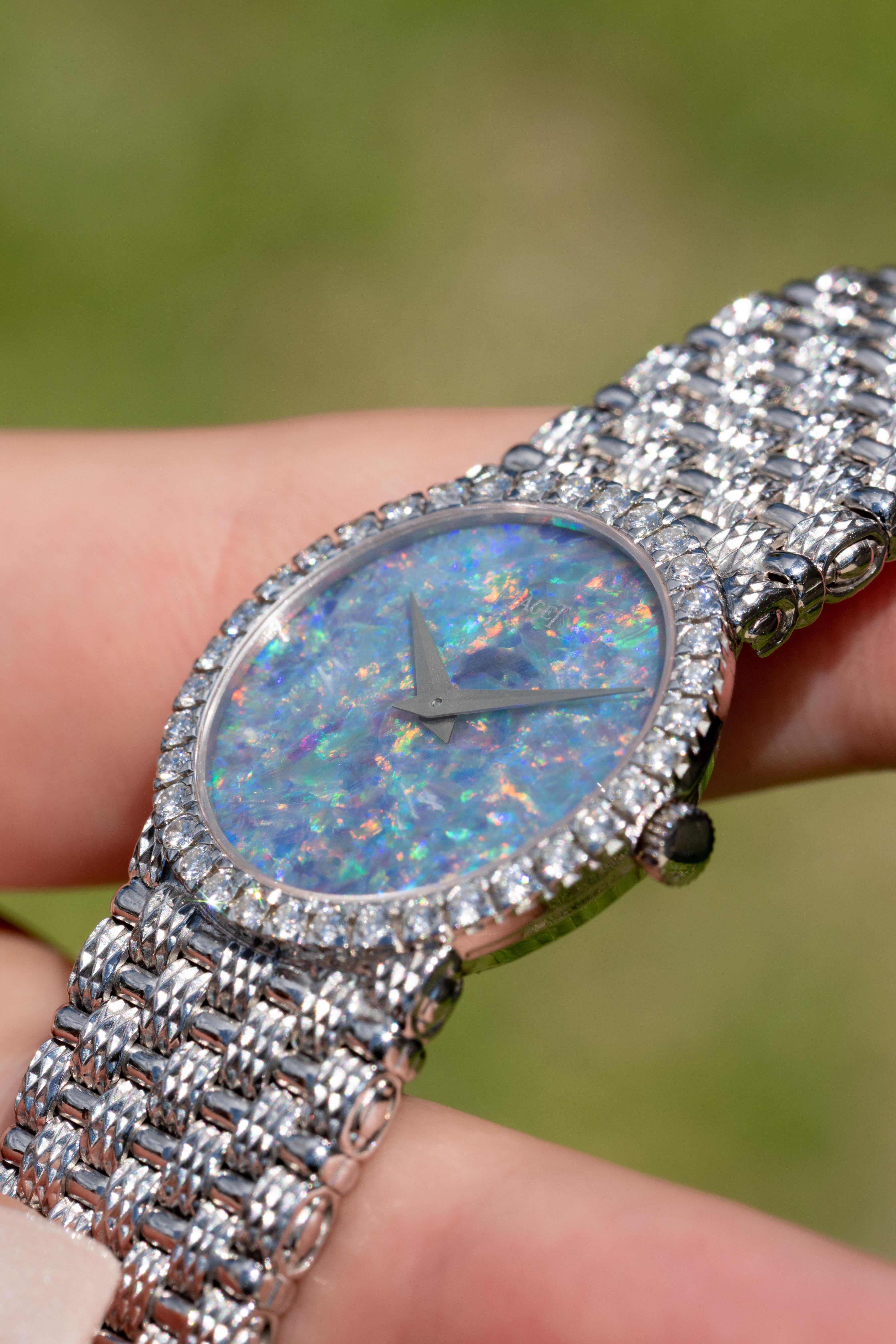 Piaget 9706D23 18k White Gold Opal Dial Diamond Ladies Watch For Sale 1
