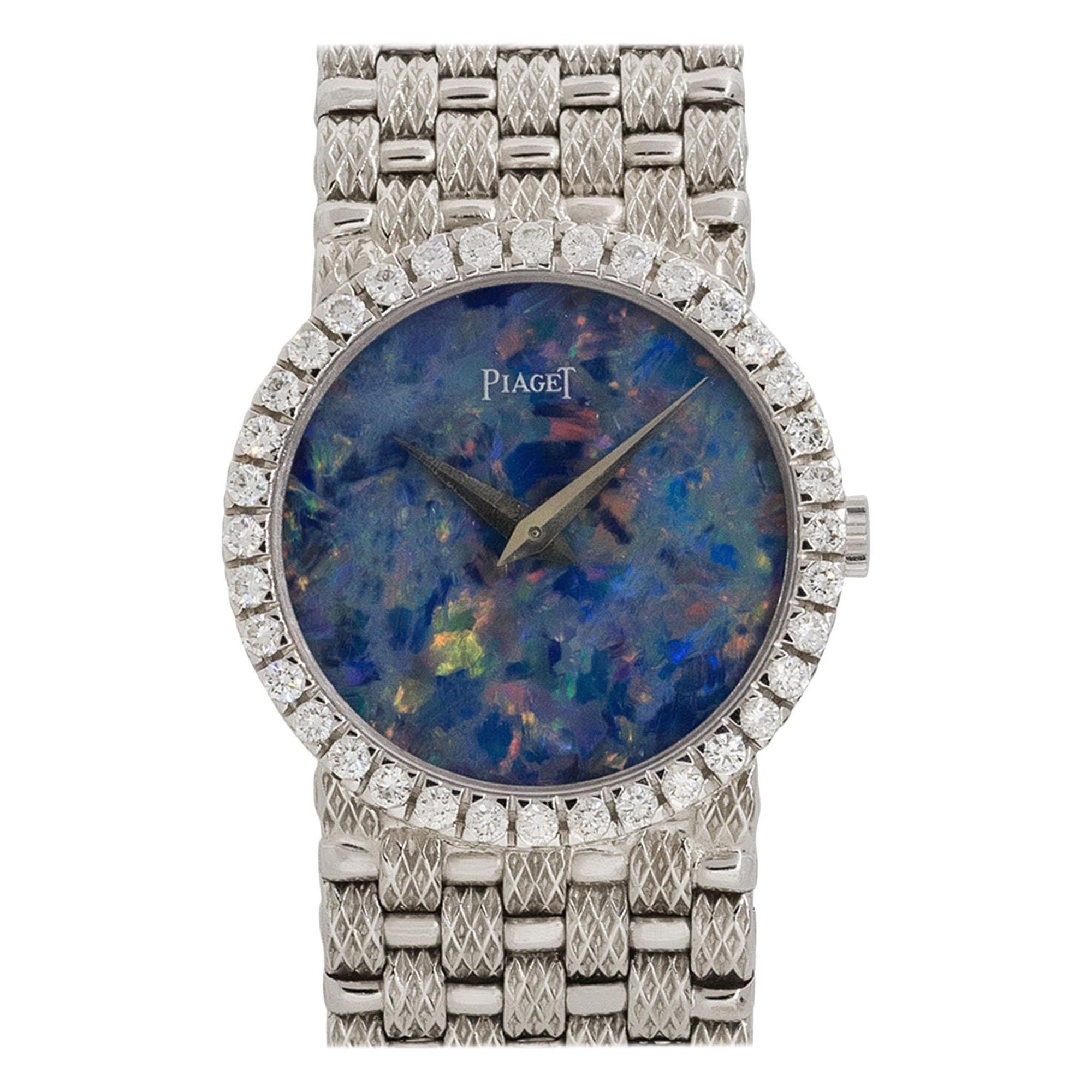 Piaget 9706D23 18k Weißgold Opal Zifferblatt Diamant Damenuhr