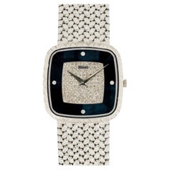 Piaget 9771 D2 Pave Diamond Hawkeye Quadrante 18k WG Carica manuale anni '80
