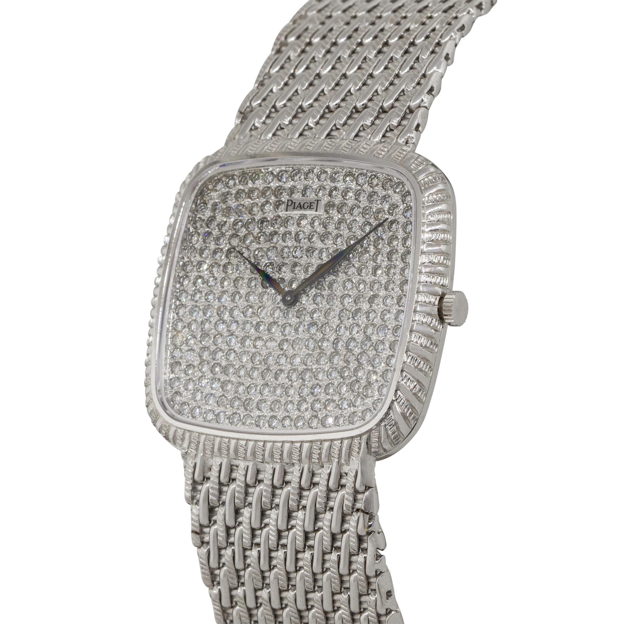 Piaget 9771P31 18k Weißgold Diamant-Zifferblatt Damenuhr (Rundschliff)