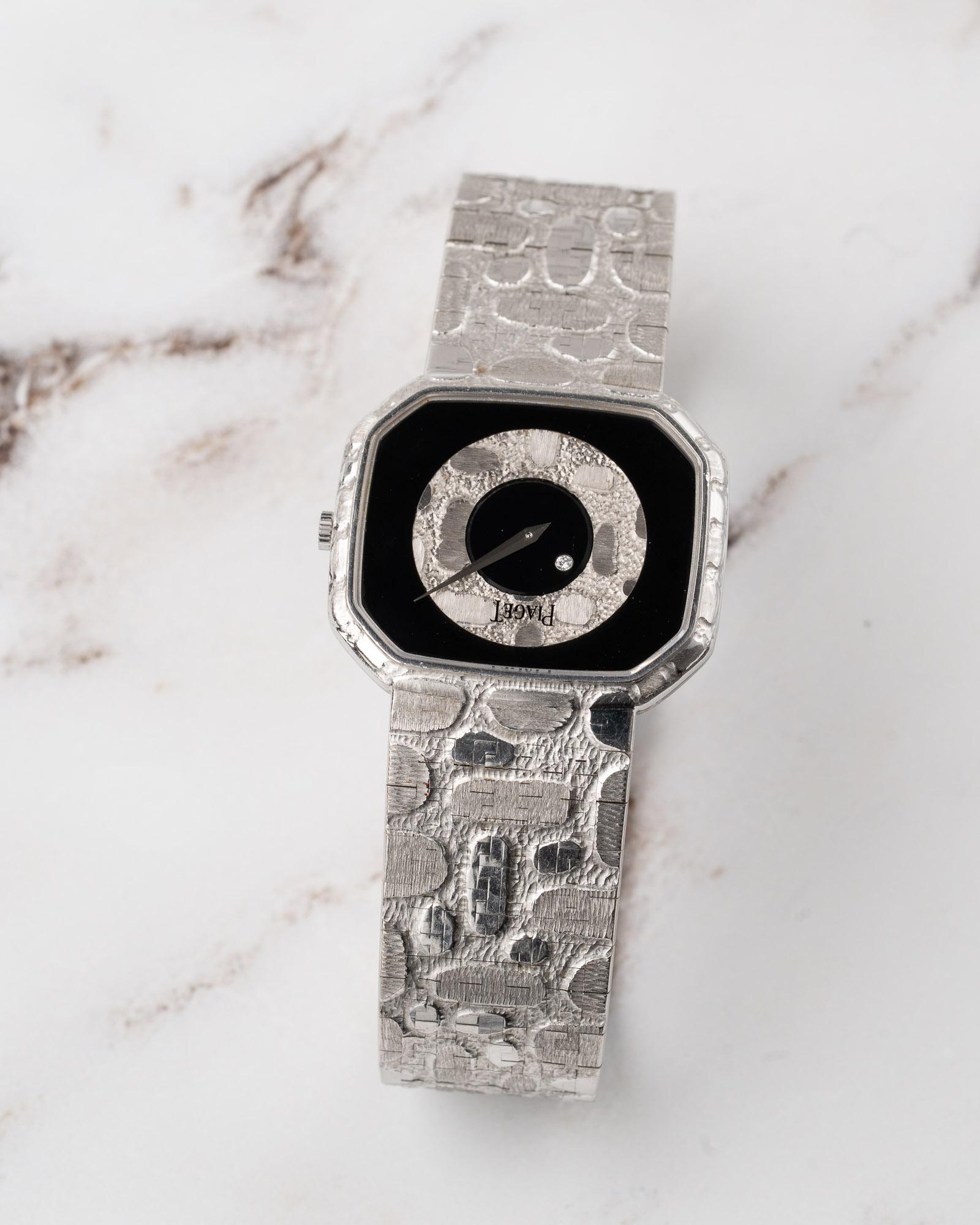 Piaget 9781A80 Mystery Onyx Dial 18k WG 1980s In Good Condition For Sale In SYDNEY, AU